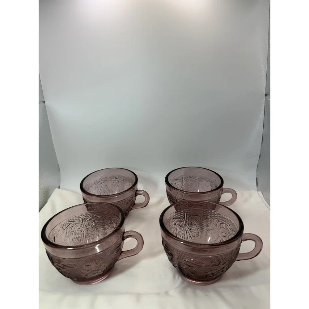 4 PCs- Tiara Sandwich Pattern Plum Amethyst Cups